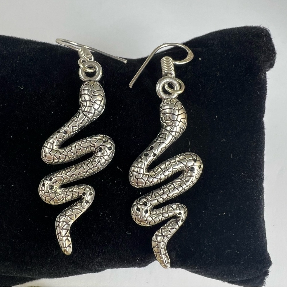 Silver snake earrings